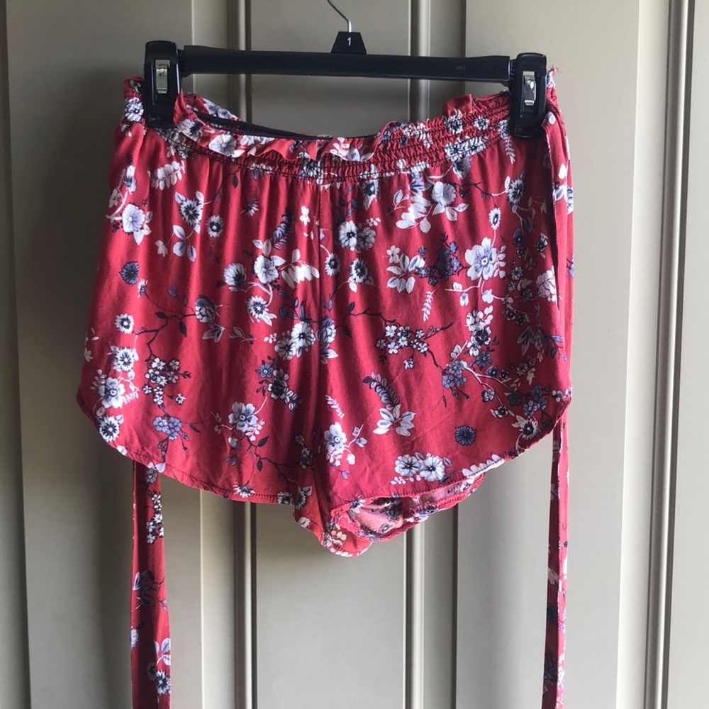 Red Floral Shorts